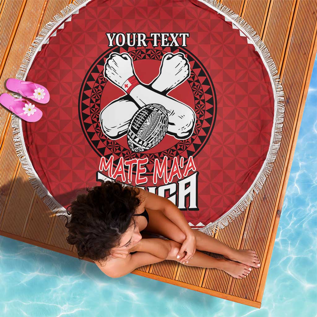 Tonga Rugby XIII Custom Beach Blanket Mate Ma'a Tonga with Ngatu Pattern