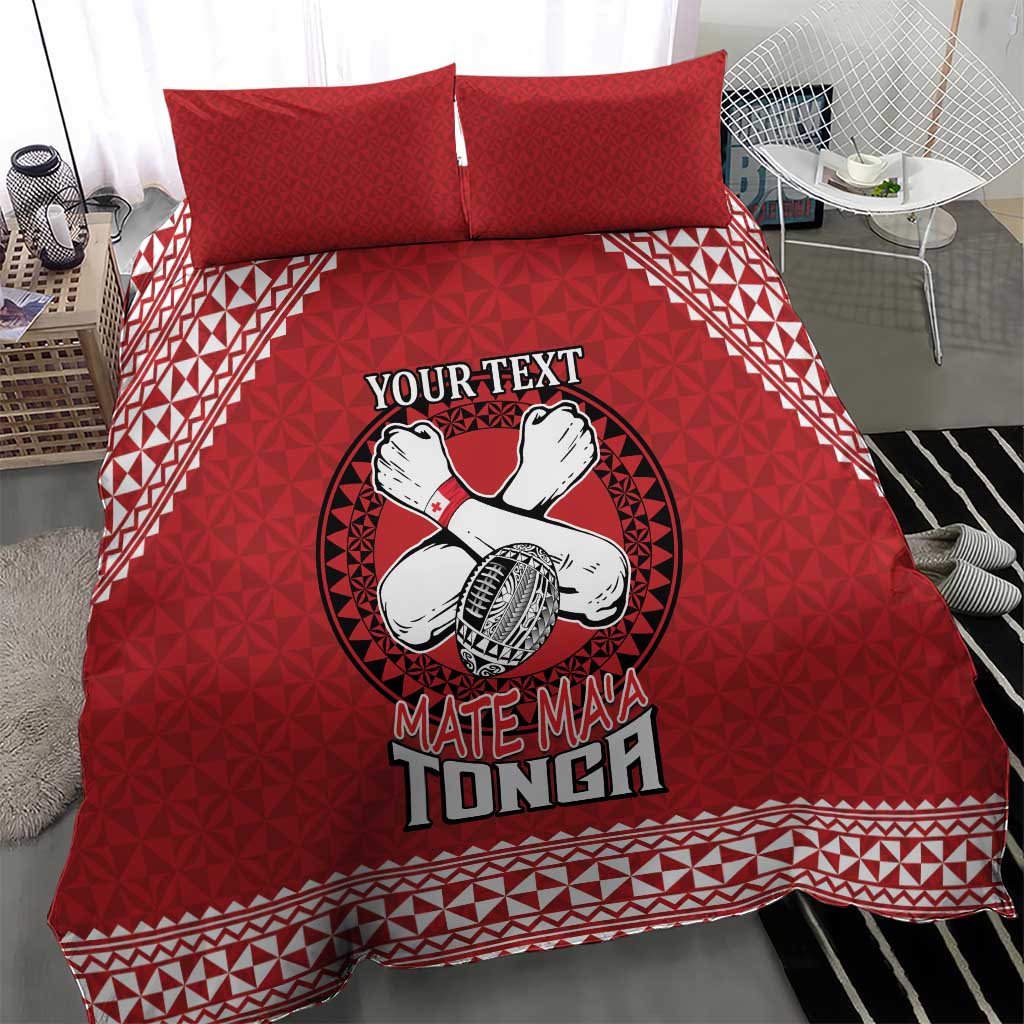 Tonga Rugby XIII Custom Bedding Set Mate Ma'a Tonga with Ngatu Pattern