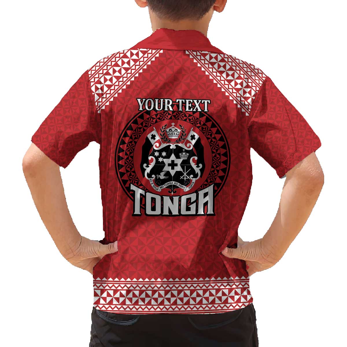 Tonga Rugby XIII Custom Family Matching Off The Shoulder Long Sleeve Dress and Hawaiian Shirt Mate Ma'a Tonga with Ngatu Pattern