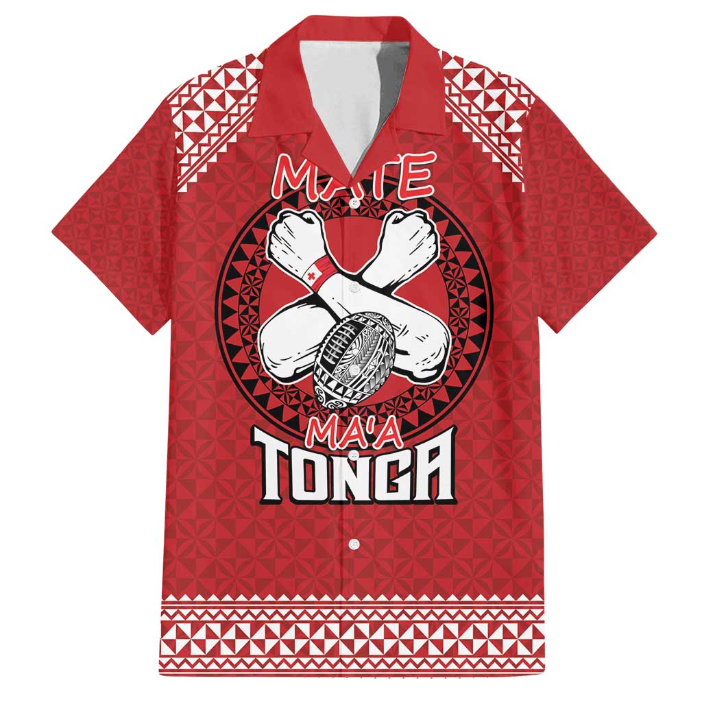 Tonga Rugby XIII Custom Family Matching Puletasi and Hawaiian Shirt Mate Ma'a Tonga with Ngatu Pattern