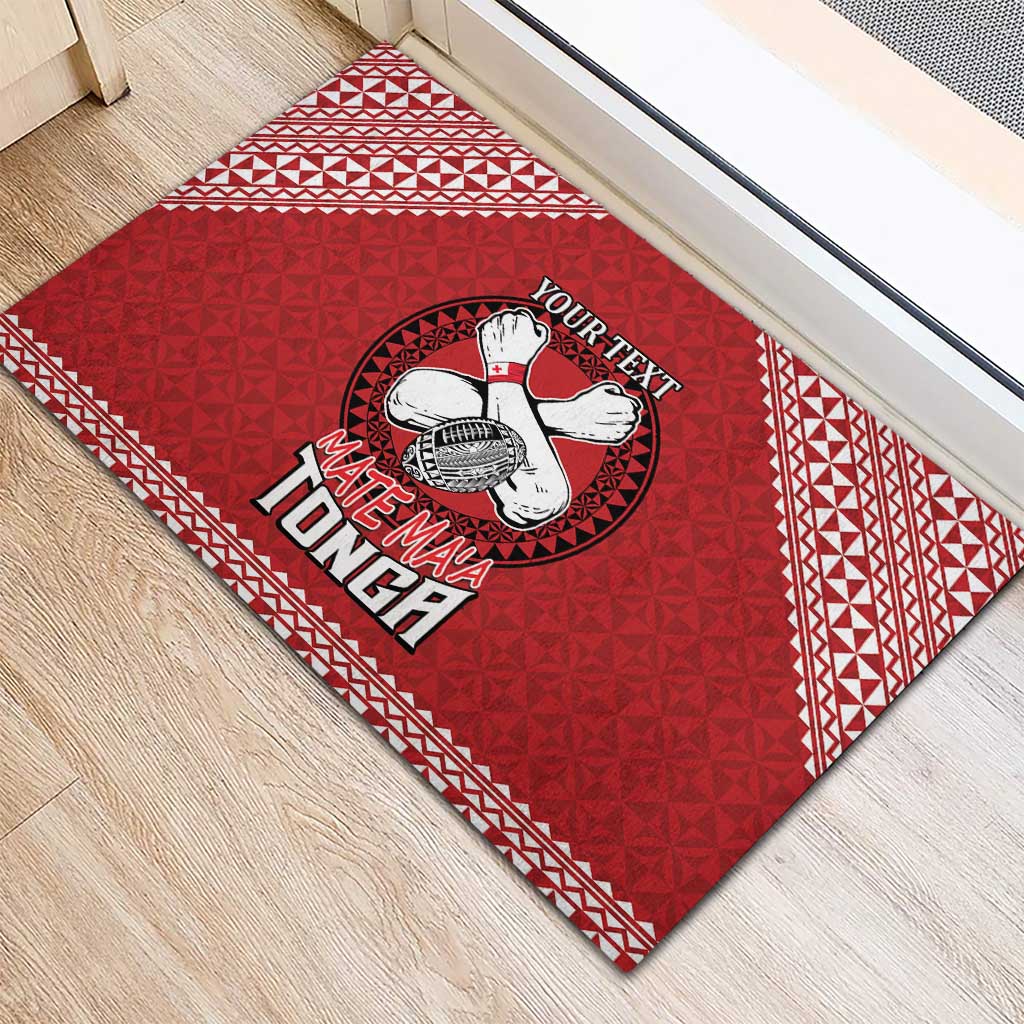 Tonga Rugby XIII Custom Rubber Doormat Mate Ma'a Tonga with Ngatu Pattern