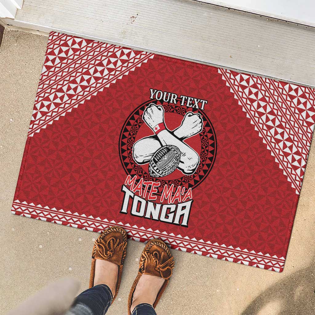 Tonga Rugby XIII Custom Rubber Doormat Mate Ma'a Tonga with Ngatu Pattern