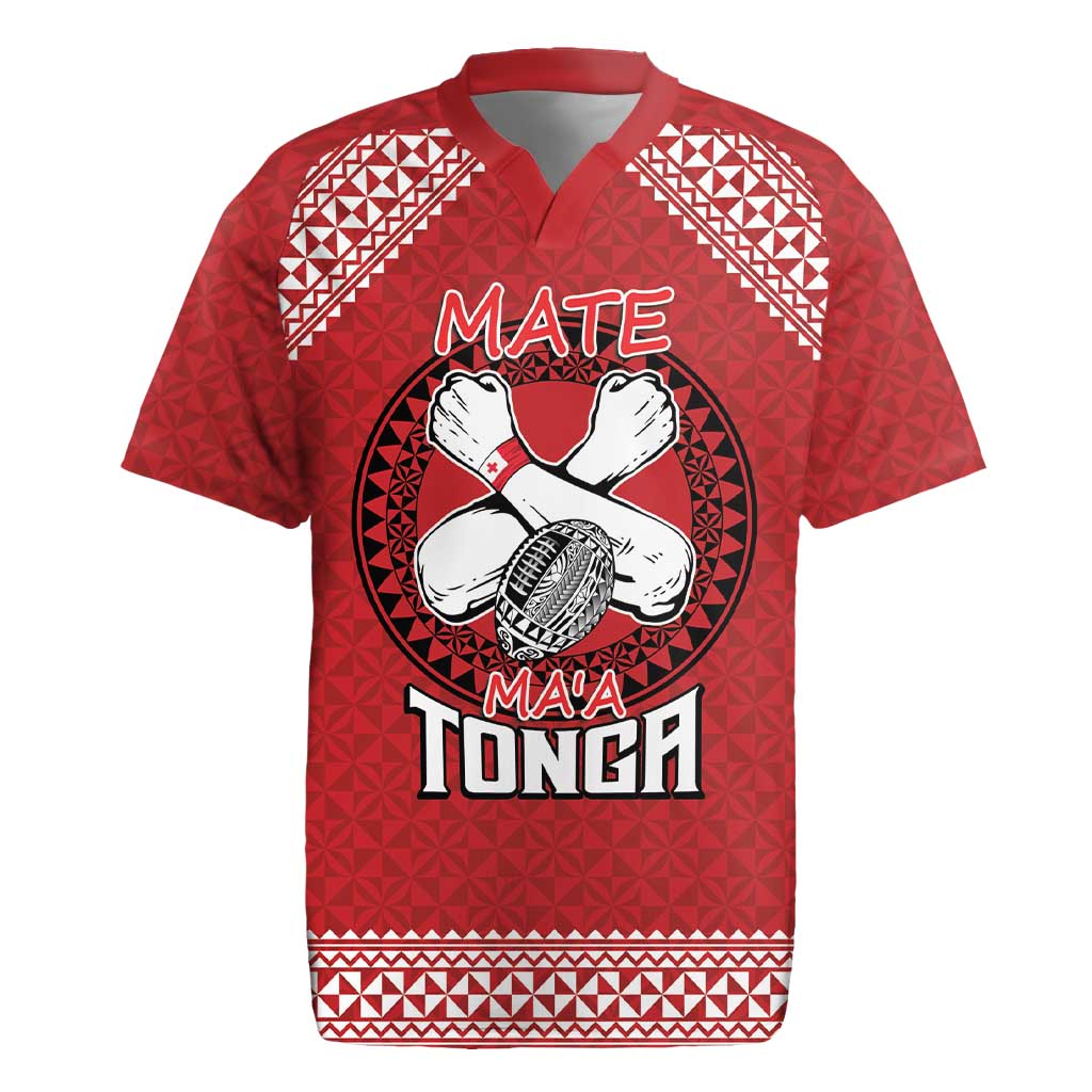Tonga Rugby XIII Custom Rugby Jersey Mate Ma'a Tonga with Ngatu Pattern