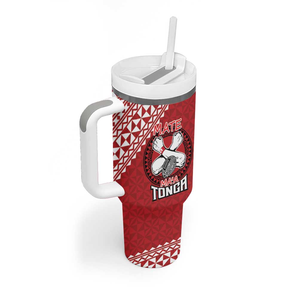 Tonga Rugby XIII Custom Tumbler With Handle Mate Ma'a Tonga with Ngatu Pattern