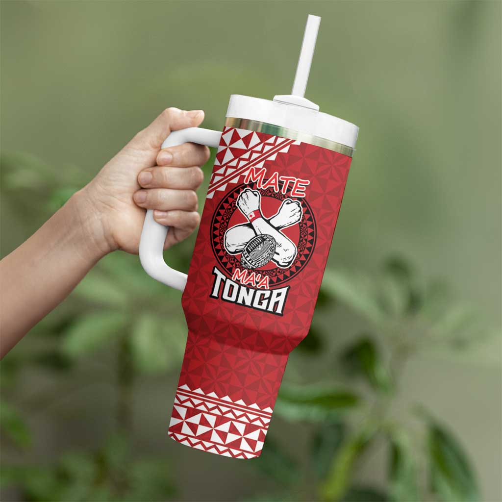 Tonga Rugby XIII Custom Tumbler With Handle Mate Ma'a Tonga with Ngatu Pattern