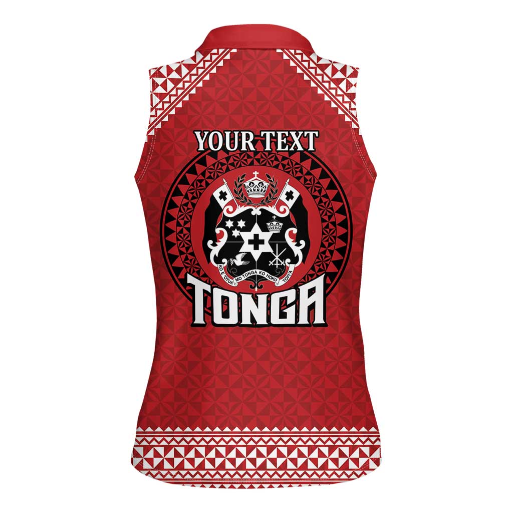 Tonga Rugby XIII Custom Women Sleeveless Polo Shirt Mate Ma'a Tonga with Ngatu Pattern