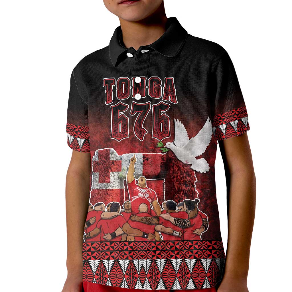 Custom Tonga 676 Haamonga a Maui Kid Polo Shirt Tongan Sipi Tau Unique Dance LT9 Kid Red - Polynesian Pride