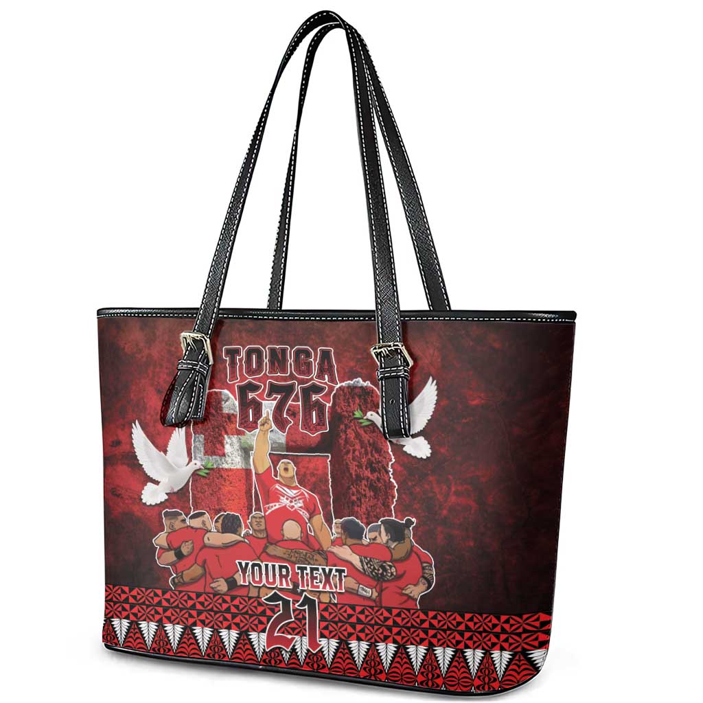 Custom Tonga 676 Haʻamonga ʻa Maui Leather Tote Bag Tongan Sipi Tau Unique Dance