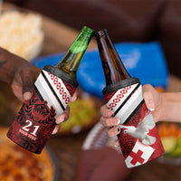 Custom Tonga XIII Rugby Tribal Tattoo 4 in 1 Can Cooler Tumbler Mate Ma'a Tonga Kupesi Ngatu Grunge Style