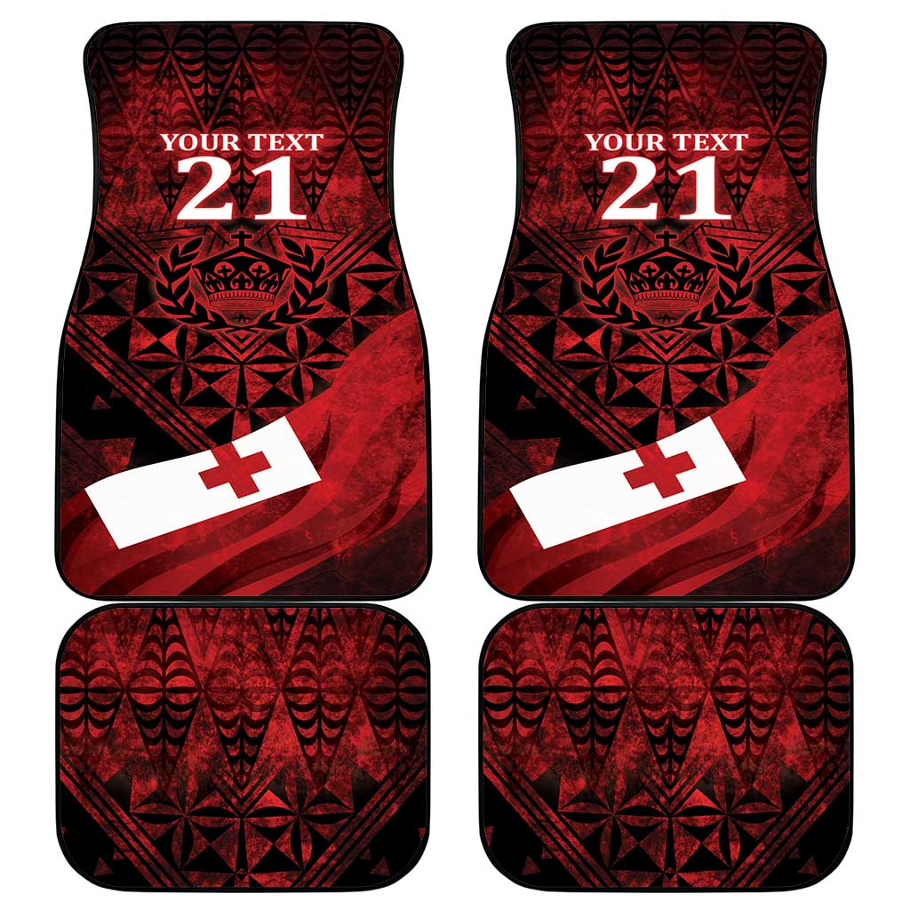 Custom Tonga XIII Rugby Tribal Tattoo Car Mats Mate Ma'a Tonga Kupesi Ngatu Grunge Style