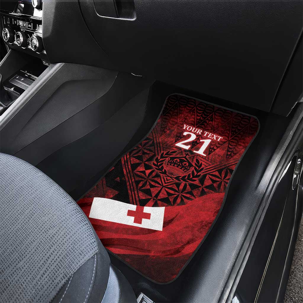 Custom Tonga XIII Rugby Tribal Tattoo Car Mats Mate Ma'a Tonga Kupesi Ngatu Grunge Style