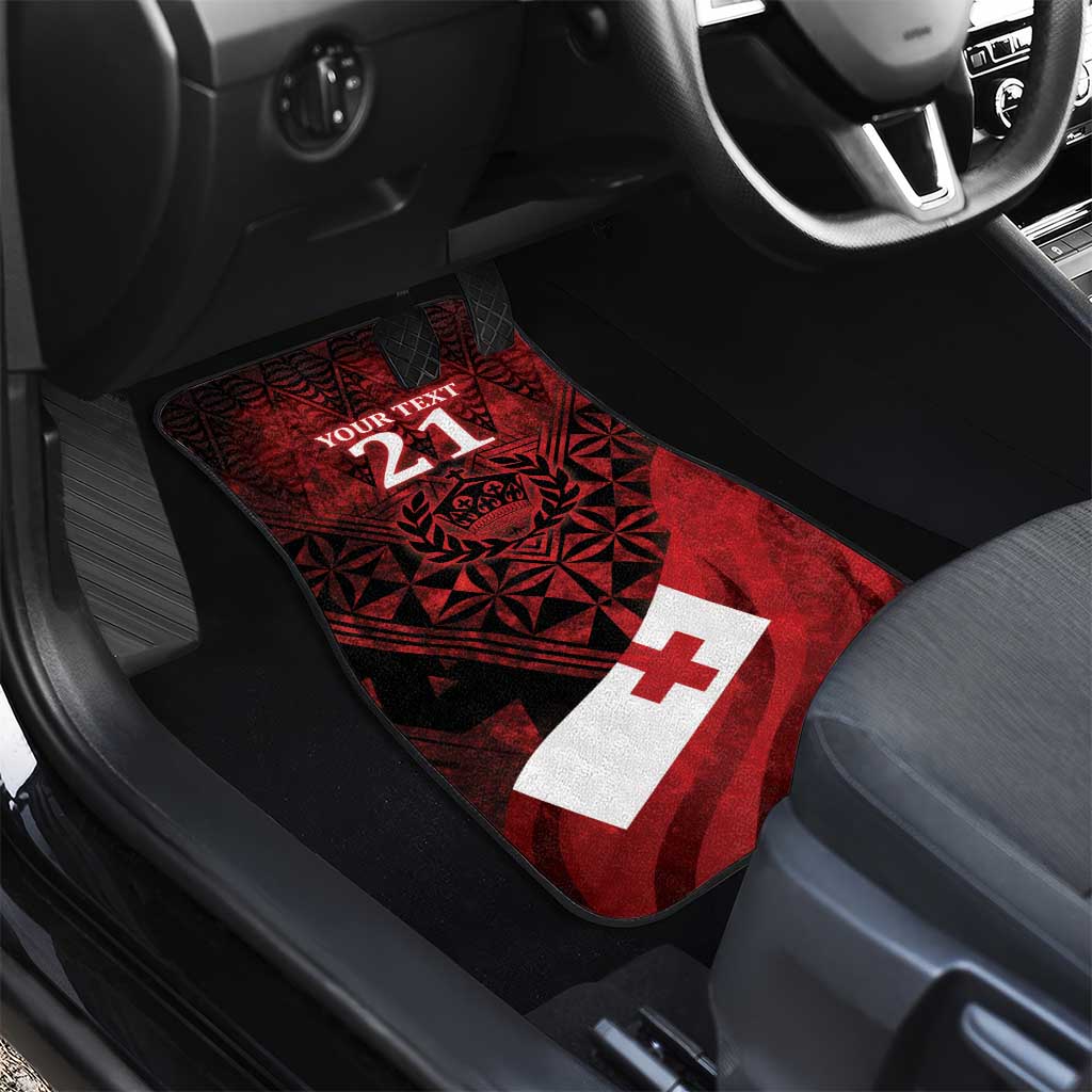 Custom Tonga XIII Rugby Tribal Tattoo Car Mats Mate Ma'a Tonga Kupesi Ngatu Grunge Style
