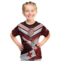 Custom Tonga XIII Rugby Tribal Tattoo Kid T Shirt Mate Ma'a Tonga Kupesi Ngatu Grunge Style