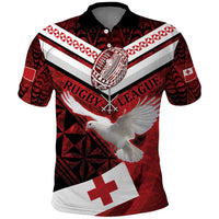 Custom Tonga XIII Rugby Tribal Tattoo Polo Shirt Mate Ma'a Tonga Kupesi Ngatu Grunge Style