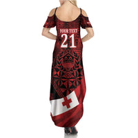 Custom Tonga XIII Rugby Tribal Tattoo Summer Maxi Dress Mate Ma'a Tonga Kupesi Ngatu Grunge Style