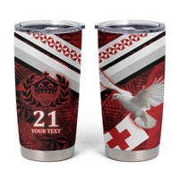 Custom Tonga XIII Rugby Tribal Tattoo Tumbler Cup Mate Ma'a Tonga Kupesi Ngatu Grunge Style