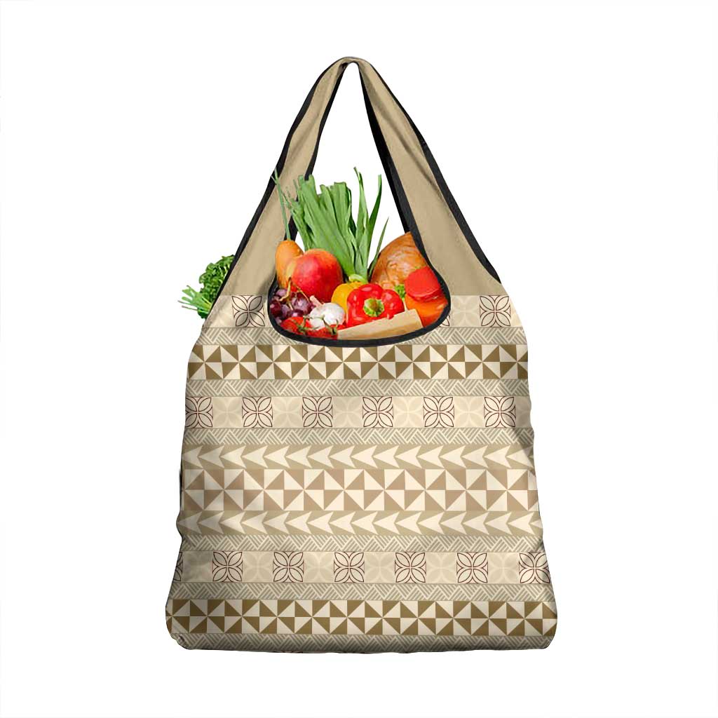 Pasifika Sataoa Pattern Simple Motif Grocery Bag Beige Tan
