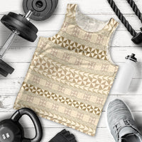 Pasifika Sataoa Pattern Simple Motif Men Tank Top Beige Tan LT9 - Polynesian Pride