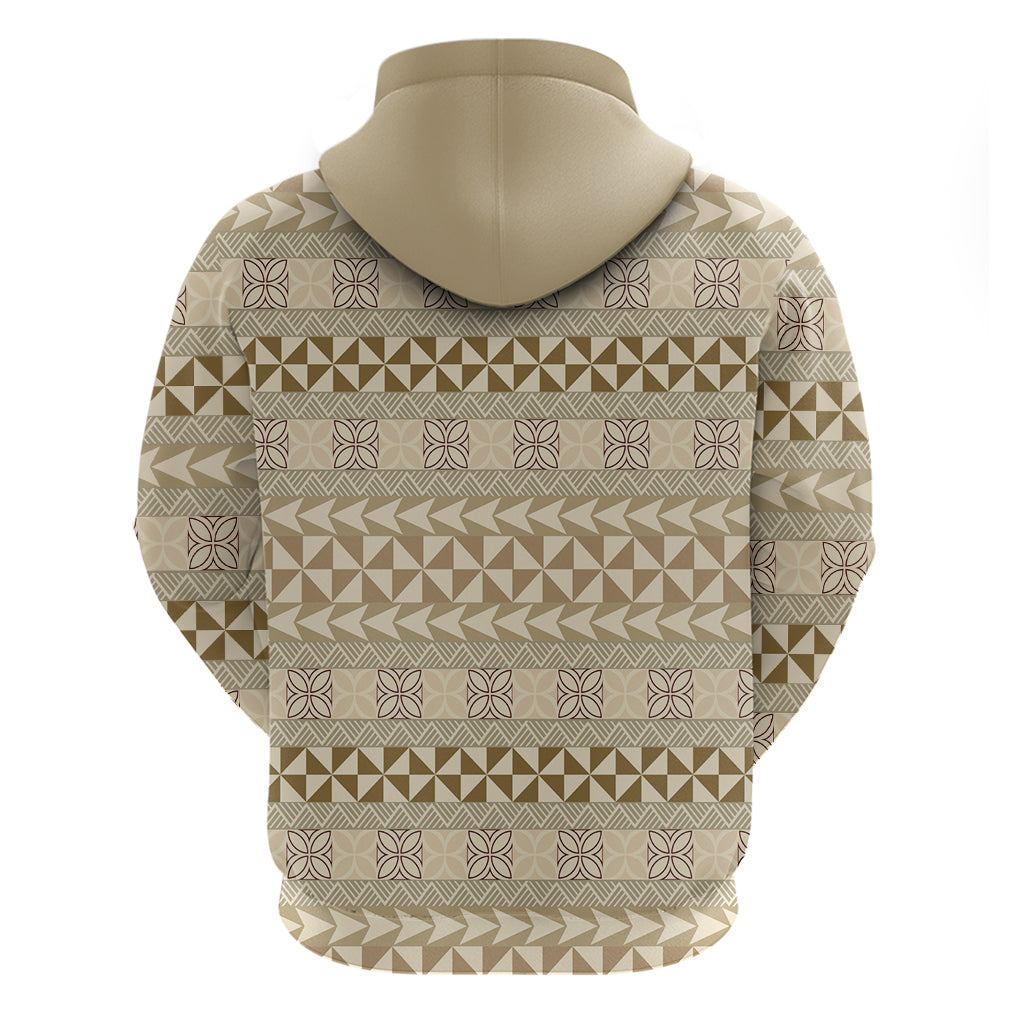 Pasifika Sataoa Pattern Simple Motif Zip Hoodie Beige Tan LT9 - Polynesian Pride