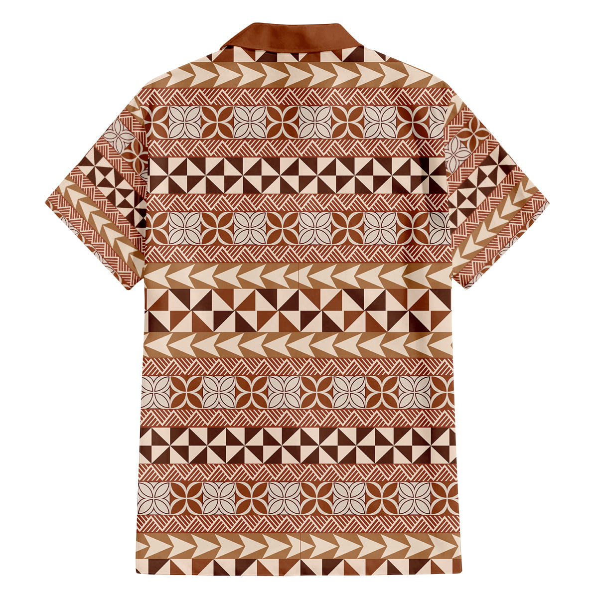 Pasifika Sataoa Pattern Simple Motif Family Matching Puletasi and Hawaiian Shirt Brown Beige Tan LT9 - Polynesian Pride