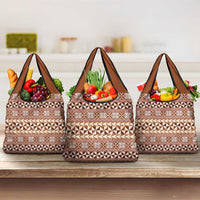 Pasifika Sataoa Pattern Simple Motif Grocery Bag Brown Beige Tan