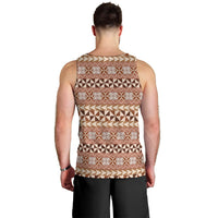 Pasifika Sataoa Pattern Simple Motif Men Tank Top Brown Beige Tan LT9 - Polynesian Pride