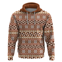 Pasifika Sataoa Pattern Simple Motif Zip Hoodie Brown Beige Tan LT9 Pullover Hoodie Brown - Polynesian Pride
