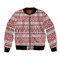Pasifika Sataoa Pattern Simple Motif Bomber Jacket Cherry LT9 Unisex Cherry - Polynesian Pride