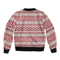 Pasifika Sataoa Pattern Simple Motif Bomber Jacket Cherry LT9 - Polynesian Pride