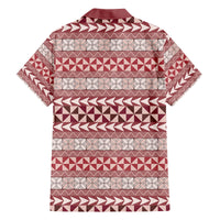Pasifika Sataoa Pattern Simple Motif Family Matching Puletasi and Hawaiian Shirt Cherry LT9 - Polynesian Pride