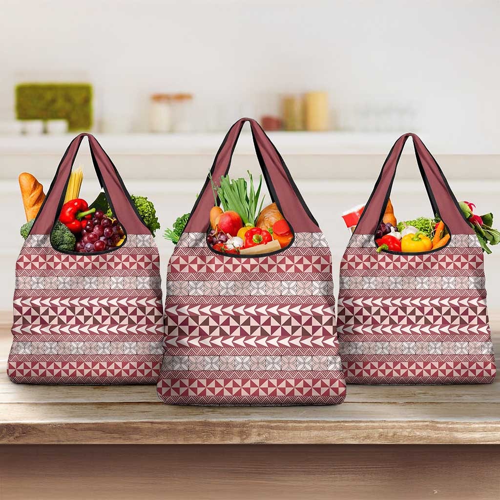 Pasifika Sataoa Pattern Simple Motif Grocery Bag Cherry