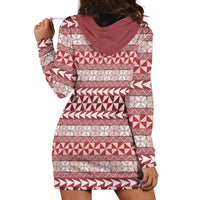 Pasifika Sataoa Pattern Simple Motif Hoodie Dress Cherry LT9 - Polynesian Pride