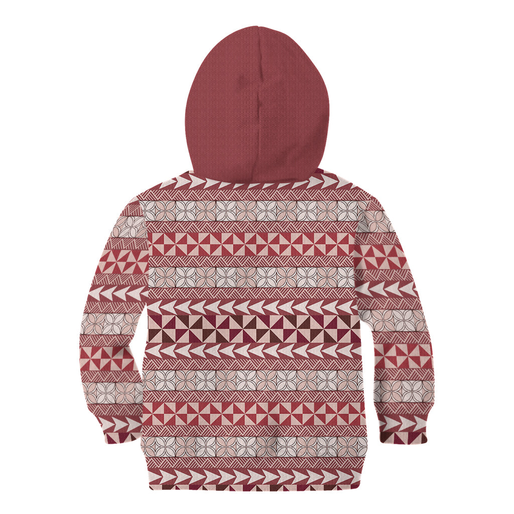 Pasifika Sataoa Pattern Simple Motif Kid Hoodie Cherry LT9 - Polynesian Pride