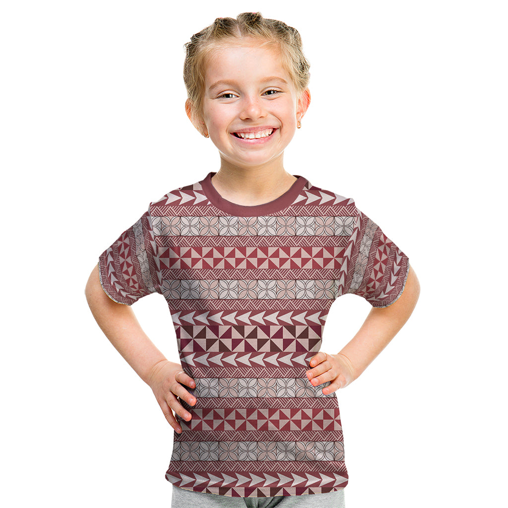 Pasifika Sataoa Pattern Simple Motif Kid T Shirt Cherry LT9 Cherry - Polynesian Pride