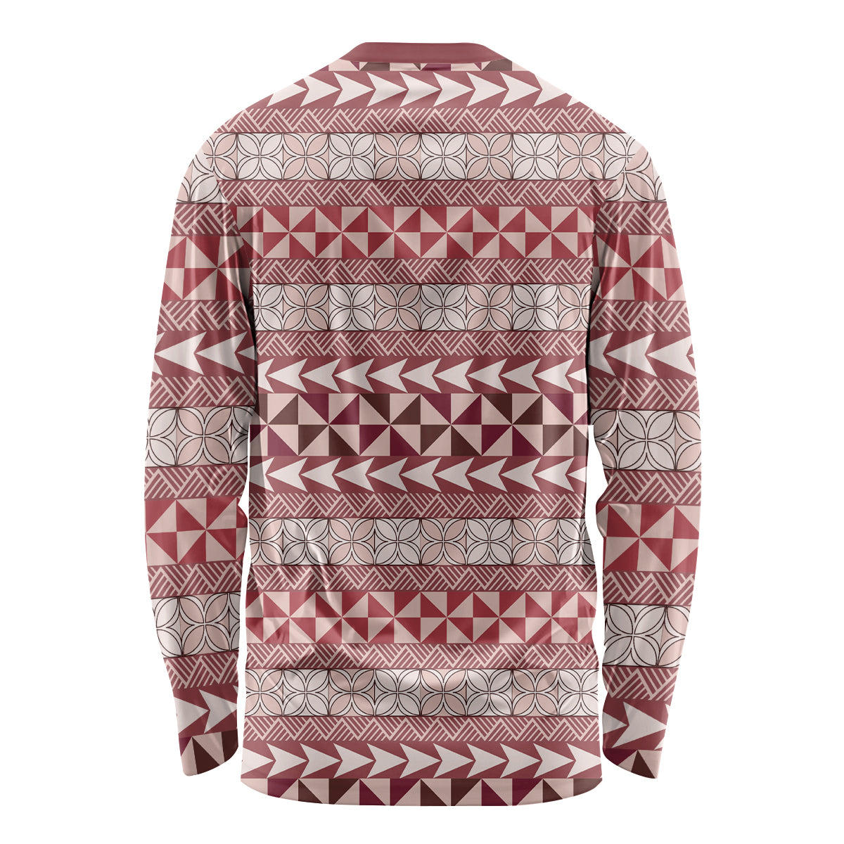 Pasifika Sataoa Pattern Simple Motif Long Sleeve Shirt Cherry LT9 - Polynesian Pride