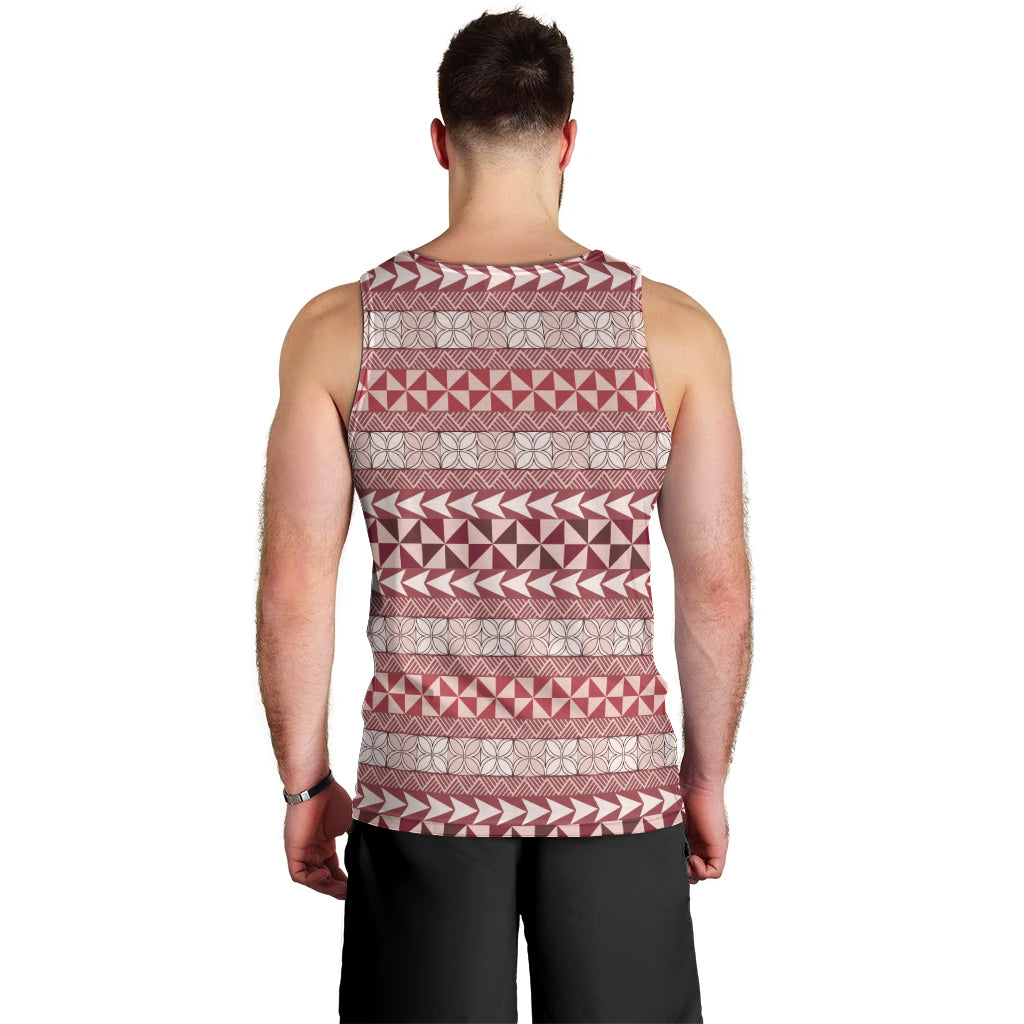 Pasifika Sataoa Pattern Simple Motif Men Tank Top Cherry LT9 - Polynesian Pride
