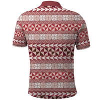 Pasifika Sataoa Pattern Simple Motif Polo Shirt Cherry LT9 - Polynesian Pride
