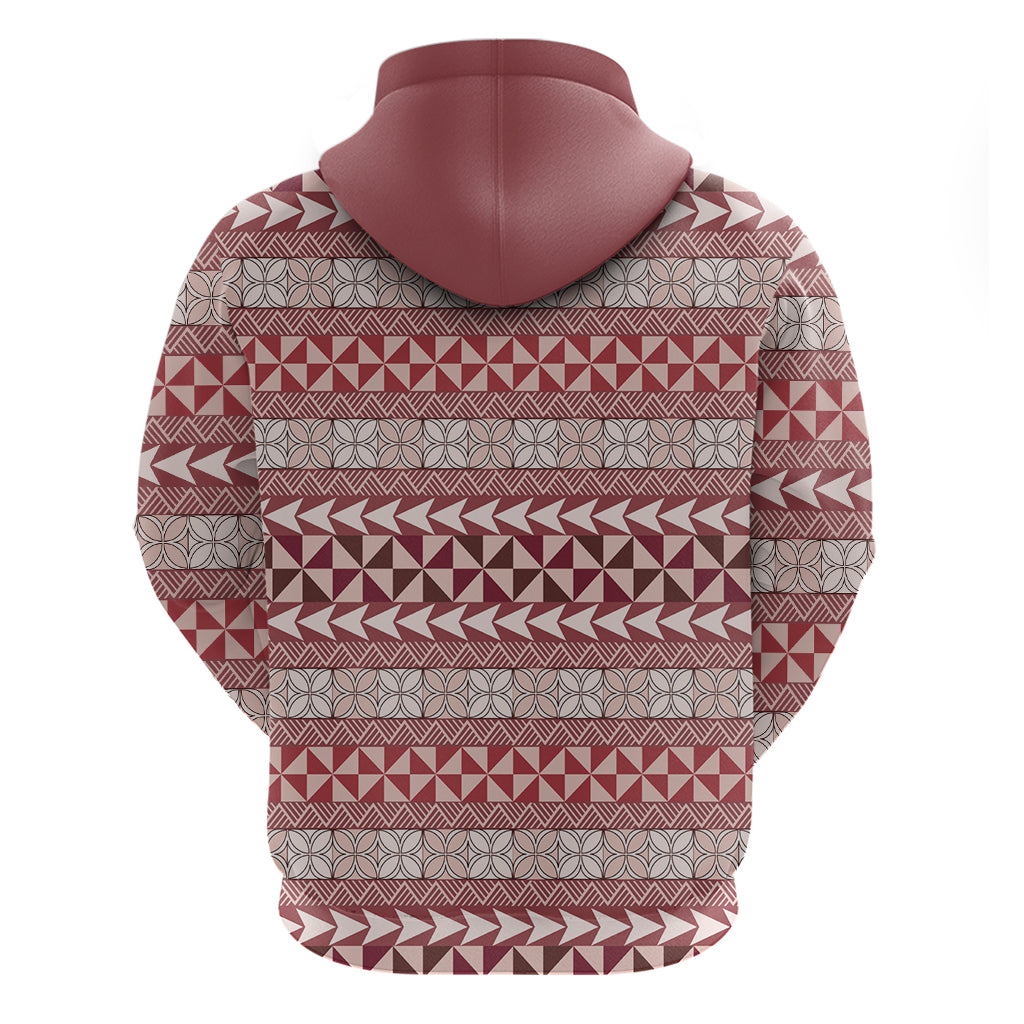Pasifika Sataoa Pattern Simple Motif Zip Hoodie Cherry LT9 - Polynesian Pride