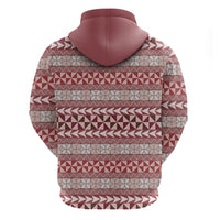 Pasifika Sataoa Pattern Simple Motif Zip Hoodie Cherry LT9 - Polynesian Pride