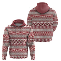 Pasifika Sataoa Pattern Simple Motif Zip Hoodie Cherry LT9 - Polynesian Pride