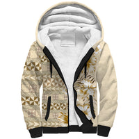 Pasifika Sataoa Pattern Plumeria Vintage Sherpa Hoodie Beige Tan LT9 Unisex Beige Tan - Polynesian Pride