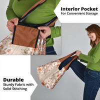 Pasifika Sataoa Pattern Plumeria Vintage Grocery Bag Brown Beige Tan