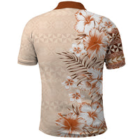 Pasifika Sataoa Pattern Plumeria Vintage Polo Shirt Brown Beige Tan LT9 - Polynesian Pride