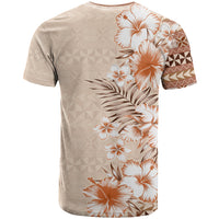 Pasifika Sataoa Pattern Plumeria Vintage T Shirt Brown Beige Tan LT9 - Polynesian Pride