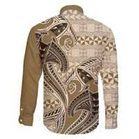 Vintage Hammerhead Shark Valentine Day Family Matching Mermaid Dress and Hawaiian Shirt Pasifika Sataoa Pattern - Beige Tan LT9 - Polynesian Pride