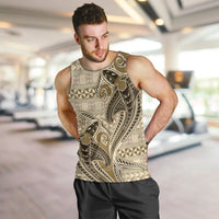 Vintage Hammerhead Shark Valentine Day Men Tank Top Pasifika Sataoa Pattern - Beige Tan LT9 Beige Tan - Polynesian Pride