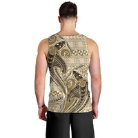 Vintage Hammerhead Shark Valentine Day Men Tank Top Pasifika Sataoa Pattern - Beige Tan LT9 - Polynesian Pride