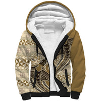 Vintage Hammerhead Shark Valentine Day Sherpa Hoodie Pasifika Sataoa Pattern - Beige Tan LT9 Unisex Beige Tan - Polynesian Pride