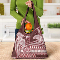 Vintage Hammerhead Shark Valentine Day Grocery Bag Pasifika Sataoa Pattern - Cherry