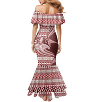 Vintage Hammerhead Shark Valentine Day Mermaid Dress Pasifika Sataoa Pattern - Cherry LT9 - Polynesian Pride